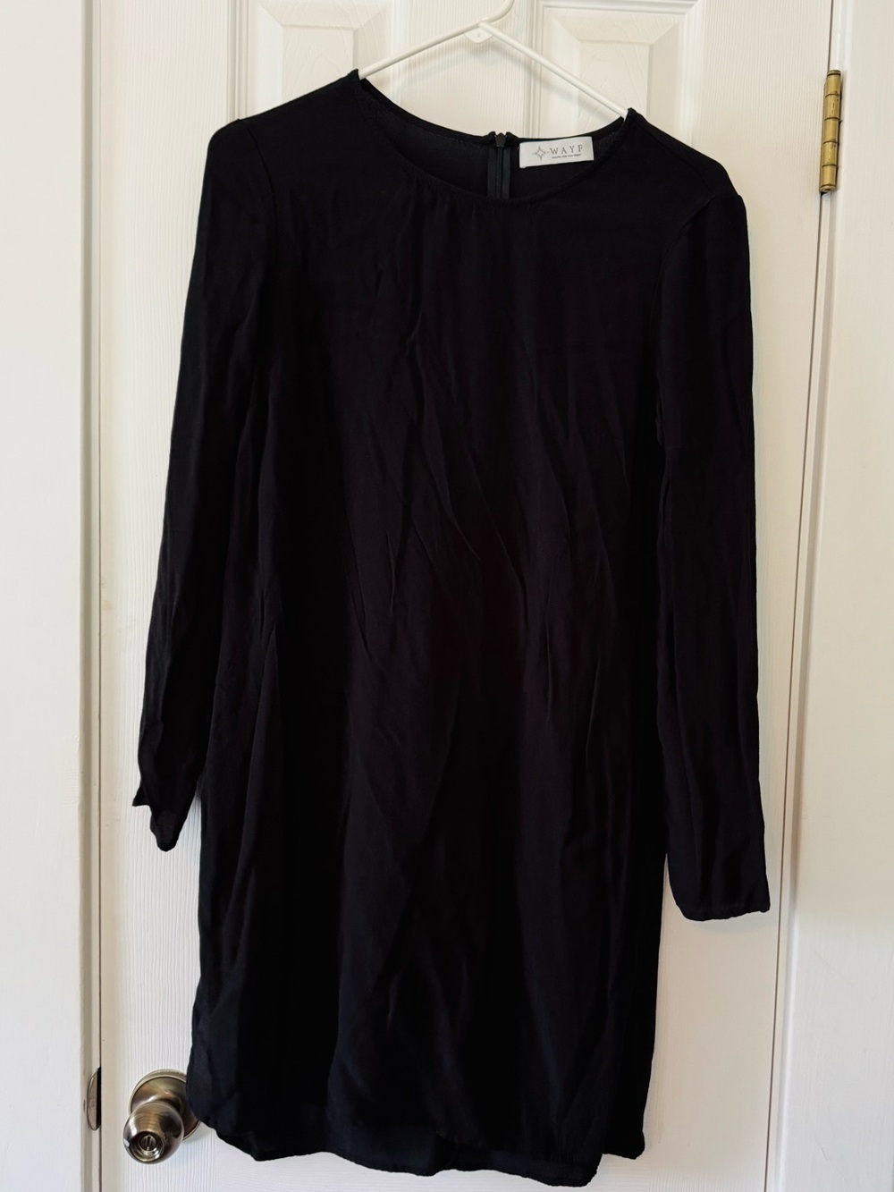 WAYF Women’s Black Long Sleeve Shift Dress Semi Sheer Tunic Top Est. size Small